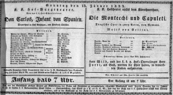 Theaterzettel (Oper und Burgtheater in Wien) 18330113 Seite: 1