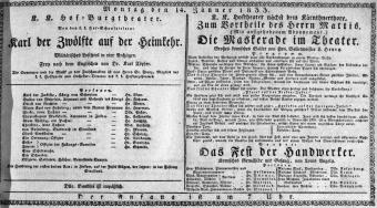 Theaterzettel (Oper und Burgtheater in Wien) 18330114 Seite: 1