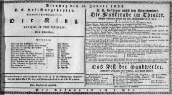 Theaterzettel (Oper und Burgtheater in Wien) 18330115 Seite: 1