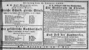 Theaterzettel (Oper und Burgtheater in Wien) 18330118 Seite: 1