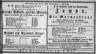Theaterzettel (Oper und Burgtheater in Wien) 18330119 Seite: 1