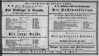 Theaterzettel (Oper und Burgtheater in Wien) 18330123 Seite: 1