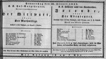 Theaterzettel (Oper und Burgtheater in Wien) 18330124 Seite: 1