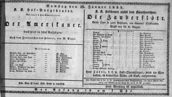 Theaterzettel (Oper und Burgtheater in Wien) 18330126 Seite: 1