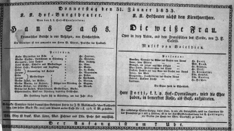 Theaterzettel (Oper und Burgtheater in Wien) 18330131 Seite: 1