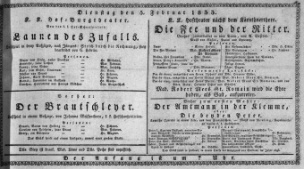 Theaterzettel (Oper und Burgtheater in Wien) 18330205 Seite: 1