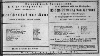 Theaterzettel (Oper und Burgtheater in Wien) 18330206 Seite: 1
