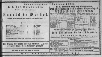 Theaterzettel (Oper und Burgtheater in Wien) 18330207 Seite: 1