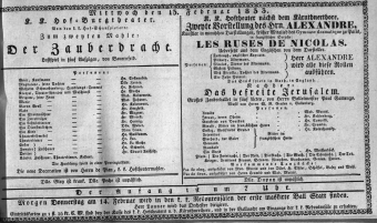 Theaterzettel (Oper und Burgtheater in Wien) 18330213 Seite: 1