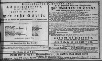 Theaterzettel (Oper und Burgtheater in Wien) 18330214 Seite: 1