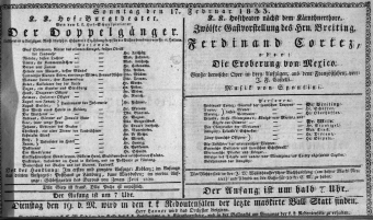Theaterzettel (Oper und Burgtheater in Wien) 18330217 Seite: 1