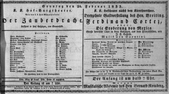 Theaterzettel (Oper und Burgtheater in Wien) 18330224 Seite: 1