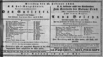 Theaterzettel (Oper und Burgtheater in Wien) 18330226 Seite: 1