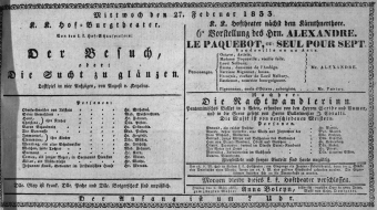Theaterzettel (Oper und Burgtheater in Wien) 18330227 Seite: 1