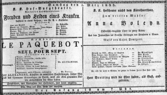 Theaterzettel (Oper und Burgtheater in Wien) 18330302 Seite: 1