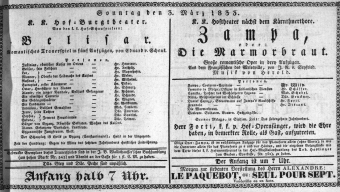 Theaterzettel (Oper und Burgtheater in Wien) 18330303 Seite: 1
