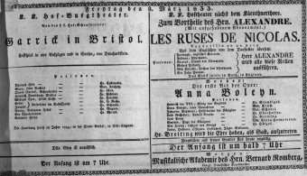 Theaterzettel (Oper und Burgtheater in Wien) 18330308 Seite: 1