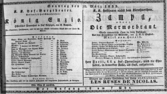 Theaterzettel (Oper und Burgtheater in Wien) 18330310 Seite: 1