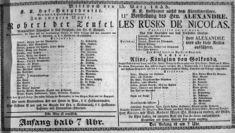 Theaterzettel (Oper und Burgtheater in Wien) 18330313 Seite: 1