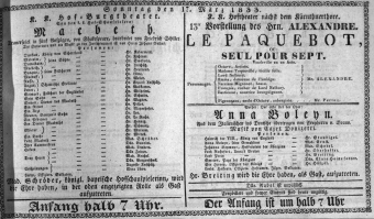 Theaterzettel (Oper und Burgtheater in Wien) 18330317 Seite: 1