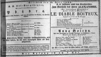 Theaterzettel (Oper und Burgtheater in Wien) 18330320 Seite: 1