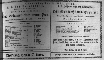 Theaterzettel (Oper und Burgtheater in Wien) 18330328 Seite: 1