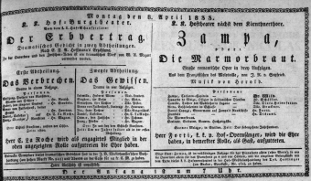 Theaterzettel (Oper und Burgtheater in Wien) 18330408 Seite: 1