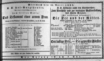 Theaterzettel (Oper und Burgtheater in Wien) 18330410 Seite: 1