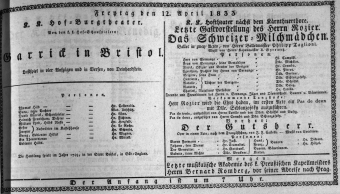 Theaterzettel (Oper und Burgtheater in Wien) 18330412 Seite: 1
