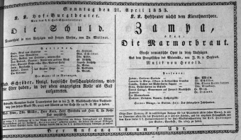 Theaterzettel (Oper und Burgtheater in Wien) 18330421 Seite: 1