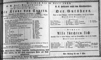 Theaterzettel (Oper und Burgtheater in Wien) 18330424 Seite: 1