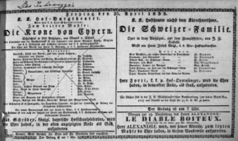 Theaterzettel (Oper und Burgtheater in Wien) 18330426 Seite: 1