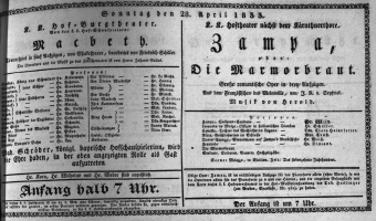 Theaterzettel (Oper und Burgtheater in Wien) 18330428 Seite: 1