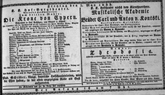 Theaterzettel (Oper und Burgtheater in Wien) 18330503 Seite: 1