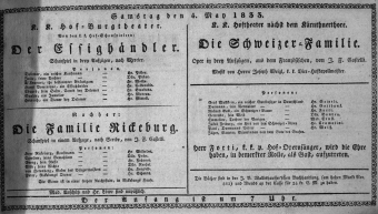 Theaterzettel (Oper und Burgtheater in Wien) 18330504 Seite: 1