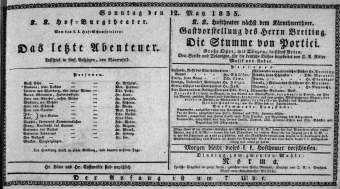 Theaterzettel (Oper und Burgtheater in Wien) 18330512 Seite: 1