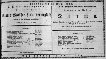 Theaterzettel (Oper und Burgtheater in Wien) 18330514 Seite: 1
