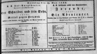Theaterzettel (Oper und Burgtheater in Wien) 18330519 Seite: 1