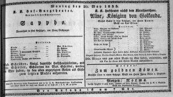 Theaterzettel (Oper und Burgtheater in Wien) 18330520 Seite: 1