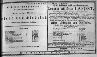 Theaterzettel (Oper und Burgtheater in Wien) 18330522 Seite: 1
