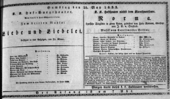 Theaterzettel (Oper und Burgtheater in Wien) 18330525 Seite: 1