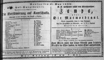Theaterzettel (Oper und Burgtheater in Wien) 18330527 Seite: 1