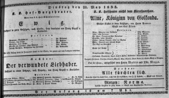 Theaterzettel (Oper und Burgtheater in Wien) 18330528 Seite: 1