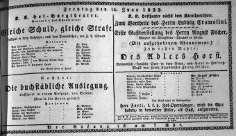 Theaterzettel (Oper und Burgtheater in Wien) 18330614 Seite: 1