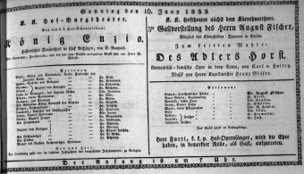 Theaterzettel (Oper und Burgtheater in Wien) 18330616 Seite: 1