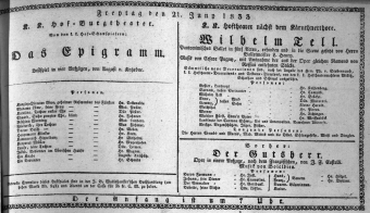 Theaterzettel (Oper und Burgtheater in Wien) 18330621 Seite: 1