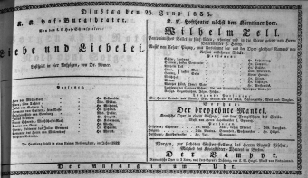 Theaterzettel (Oper und Burgtheater in Wien) 18330625 Seite: 1