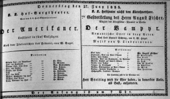 Theaterzettel (Oper und Burgtheater in Wien) 18330627 Seite: 1
