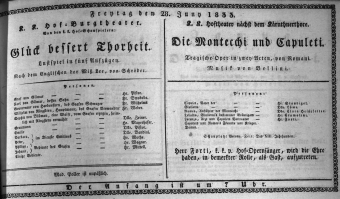 Theaterzettel (Oper und Burgtheater in Wien) 18330628 Seite: 1