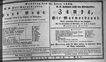 Theaterzettel (Oper und Burgtheater in Wien) 18330629 Seite: 1